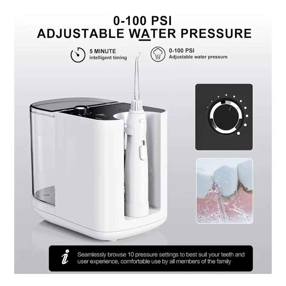 HUACO CARE H800 Desktop Water Flosser UV Sanitizer 880ml Oral Irrigator White